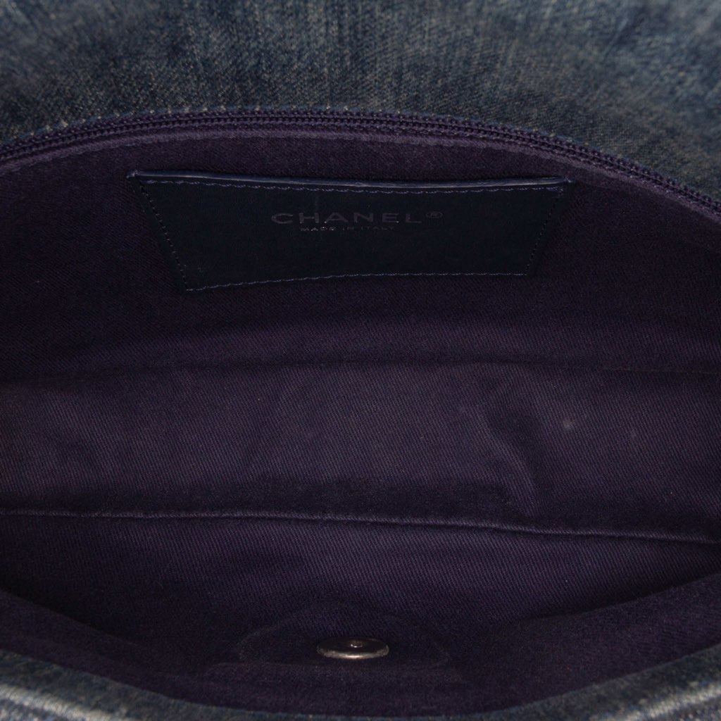 Chanel Large Embroidered Denim Camellia Flap - 4