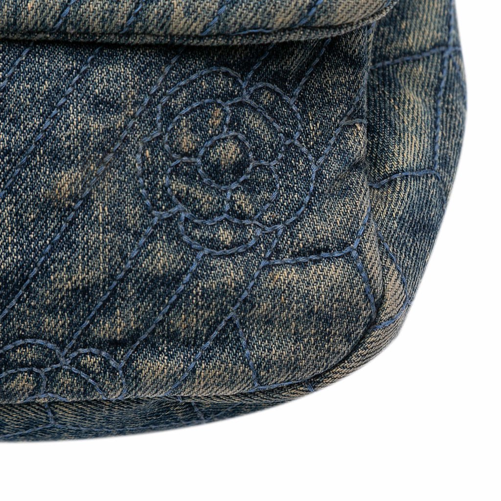 Chanel Large Embroidered Denim Camellia Flap - Image 10