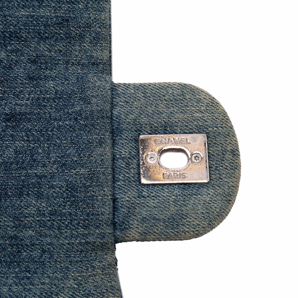 Chanel Large Embroidered Denim Camellia Flap - Image 11
