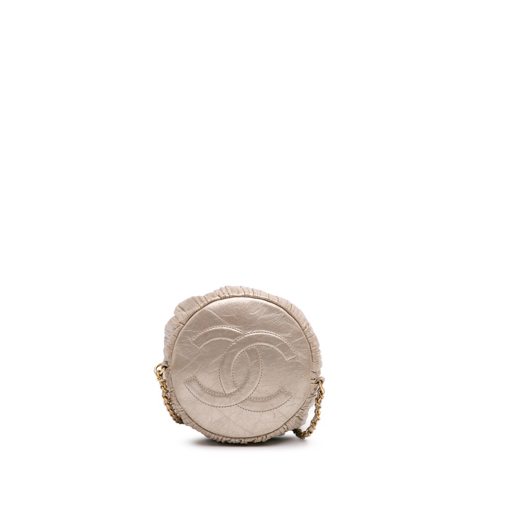 Chanel Small Metallic Calfskin Coco Pleats Drawstring Backpack - Image 6