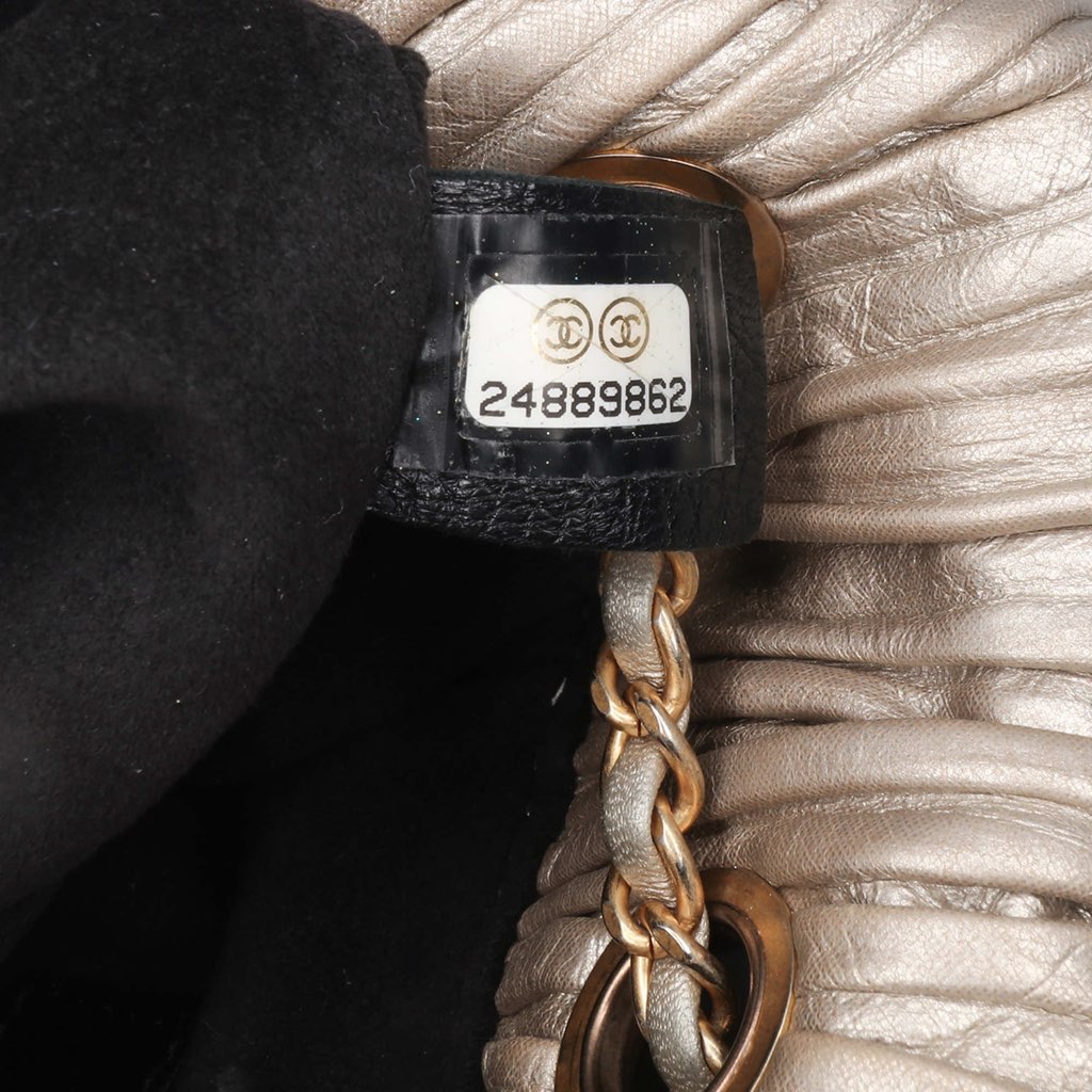 Chanel Small Metallic Calfskin Coco Pleats Drawstring Backpack - Detail 1