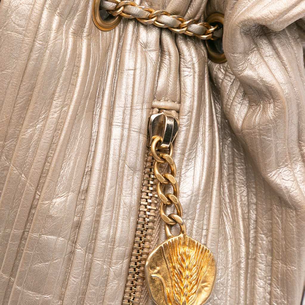 Chanel Small Metallic Calfskin Coco Pleats Drawstring Backpack - Detail 2