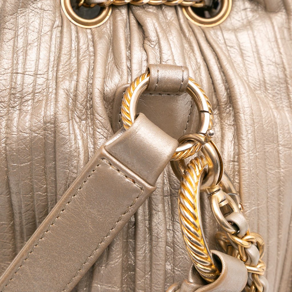 Chanel Small Metallic Calfskin Coco Pleats Drawstring Backpack - Image 11