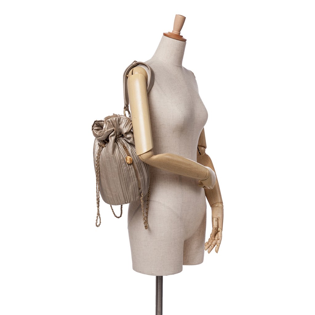 Chanel Small Metallic Calfskin Coco Pleats Drawstring Backpack - Image 12
