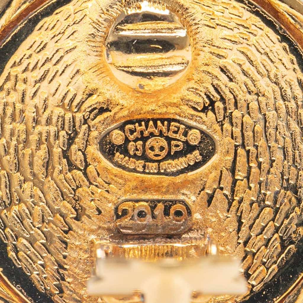 Chanel Gold Plated CC Round Clip On Earrings - 3