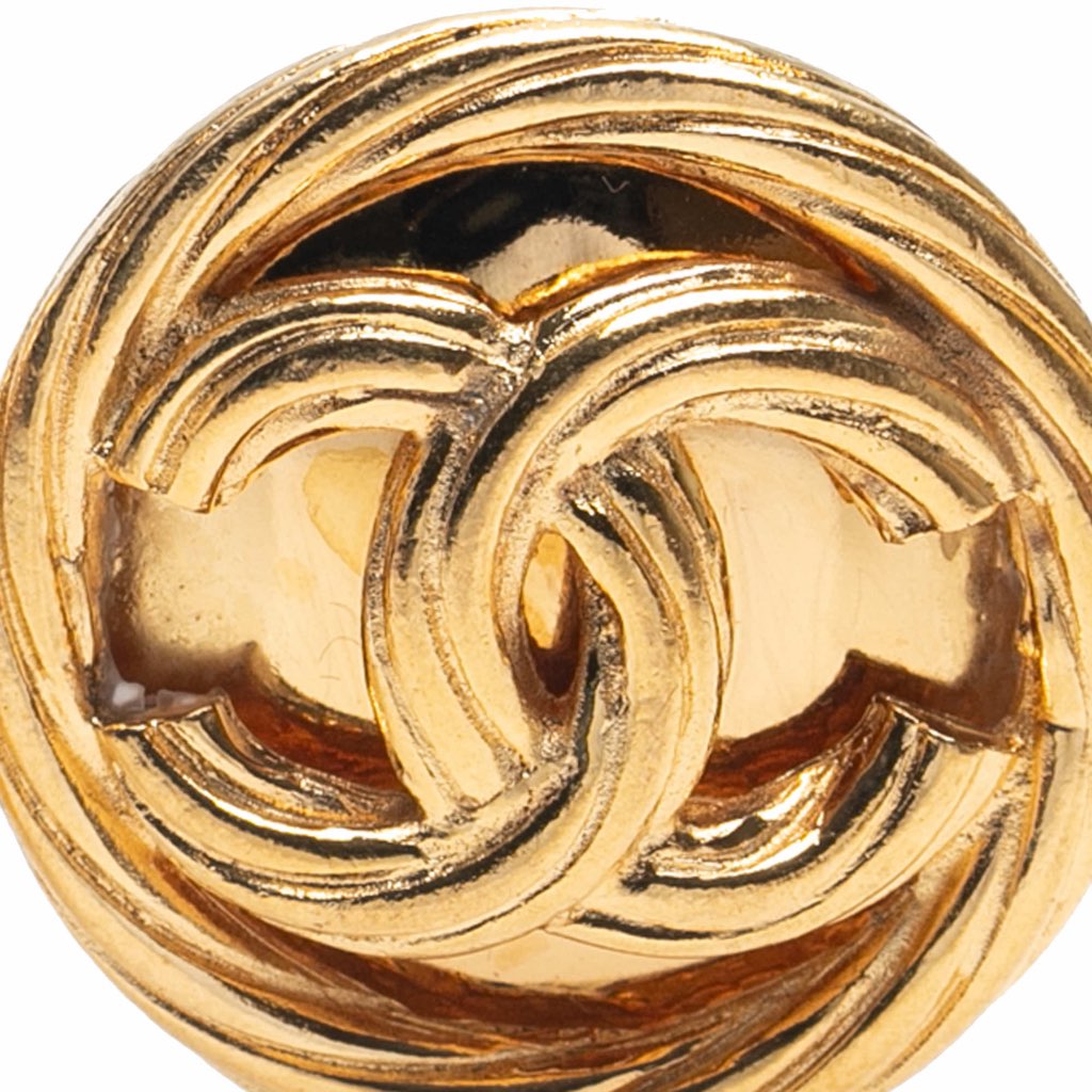 Chanel Gold Plated CC Round Clip On Earrings - 5