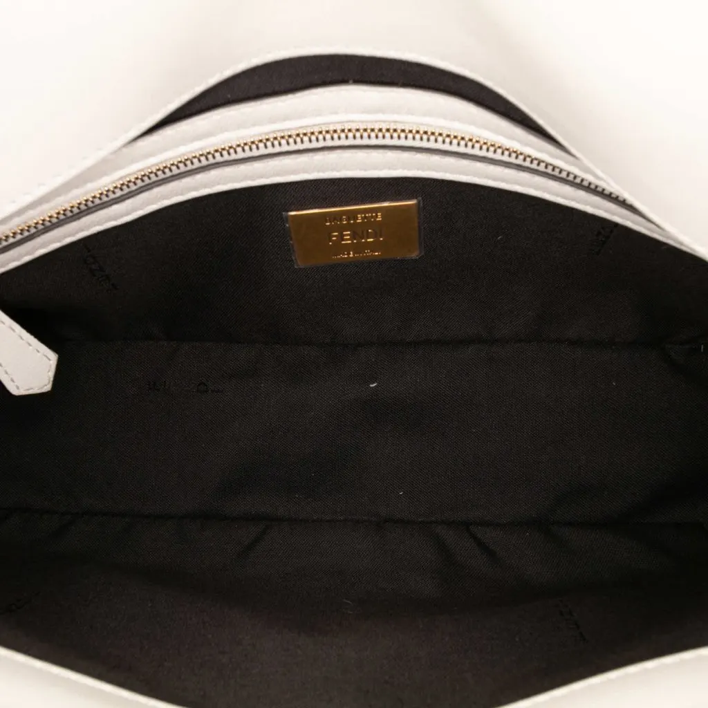 Fendi Leather Convertible Baguette Satchel White Leather Good - Model View