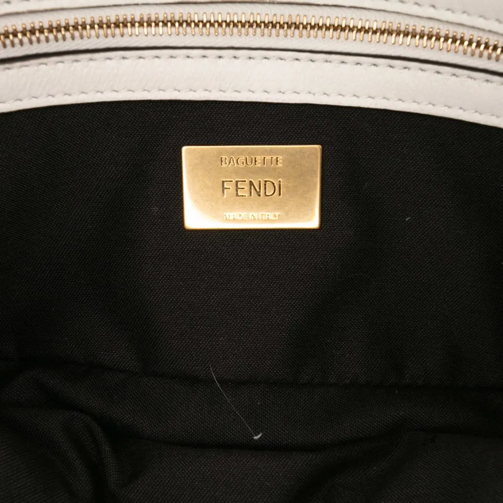 Fendi Leather Convertible Baguette Satchel White Leather Good - Box View