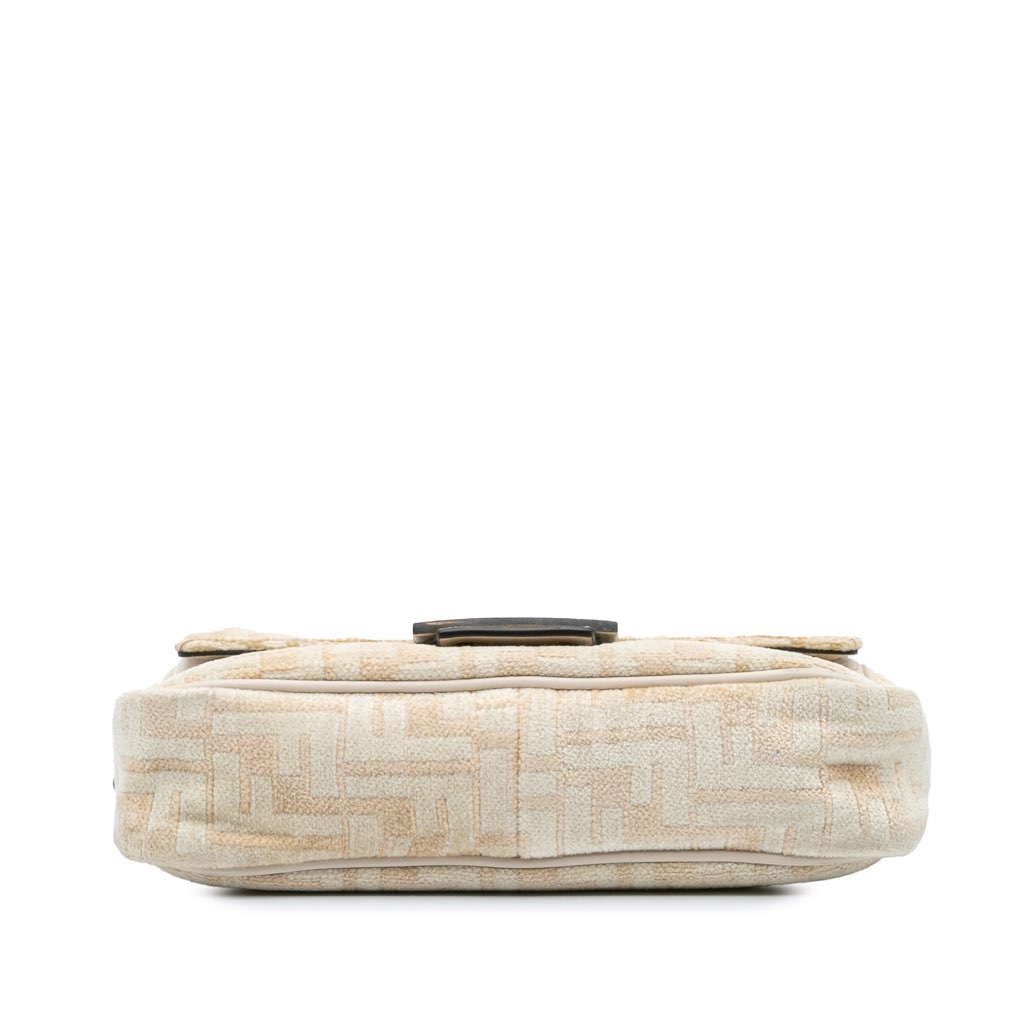 Fendi FF Chenille and Vitello Seta Chain Midi Baguette - 3