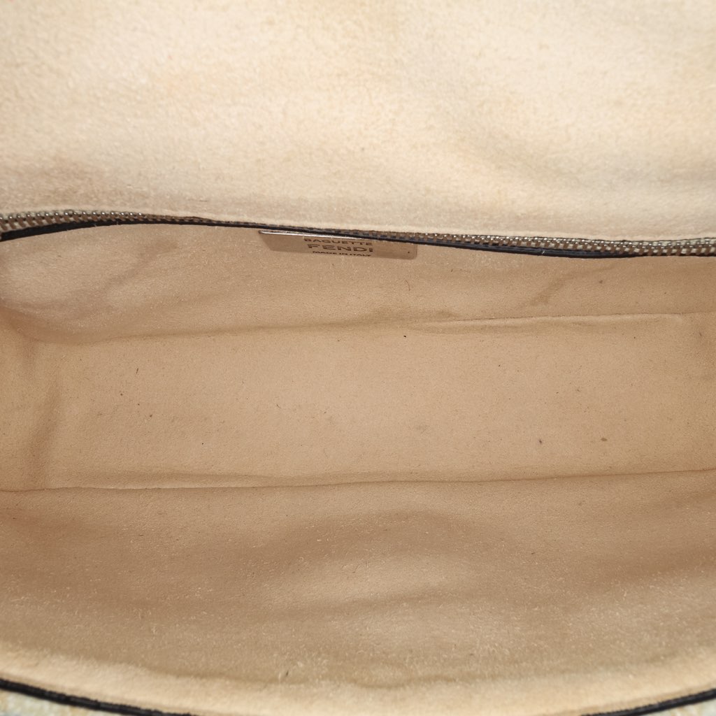 Fendi FF Chenille and Vitello Seta Chain Midi Baguette - 4