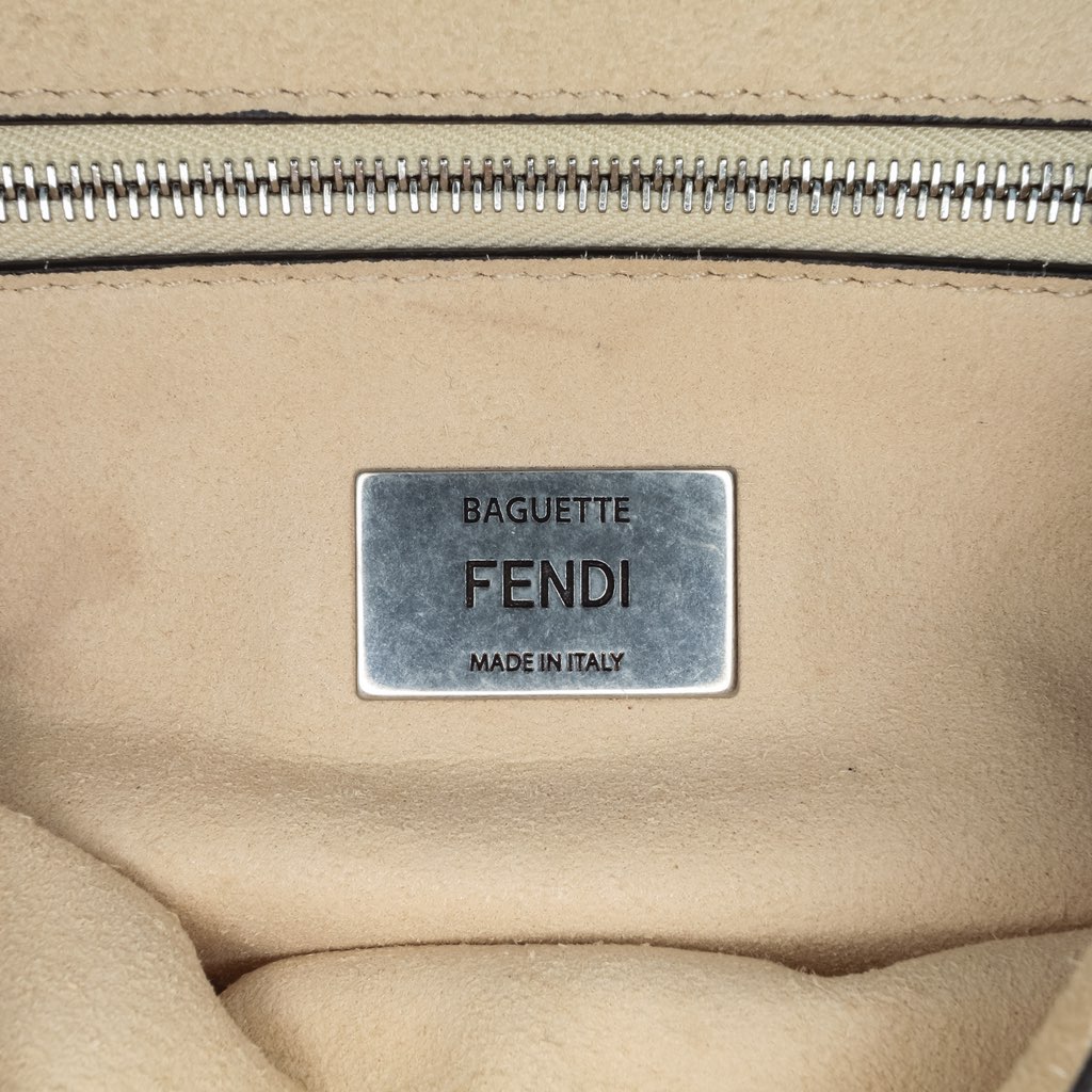 Fendi FF Chenille and Vitello Seta Chain Midi Baguette - 5