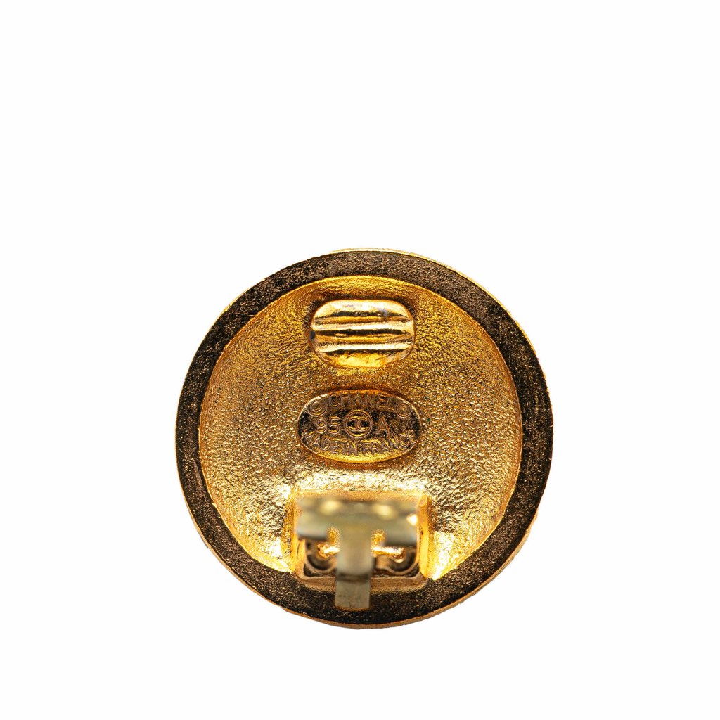 Chanel Gold Plated CC Round Clip on Earrings - 3