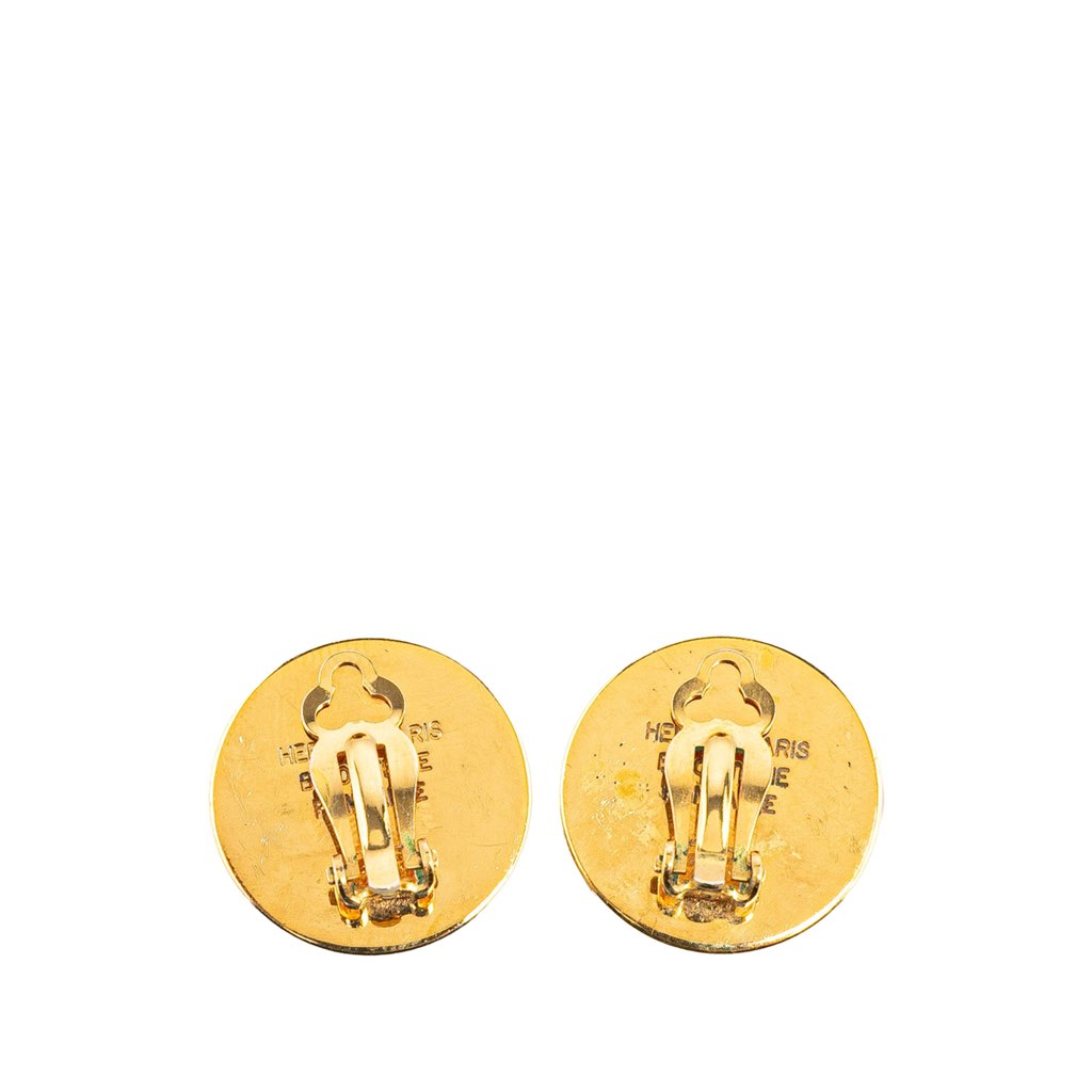 Hermès Gold Plated Bijouterie Fantaisie Clou De Selle Clip On Earrings - 2