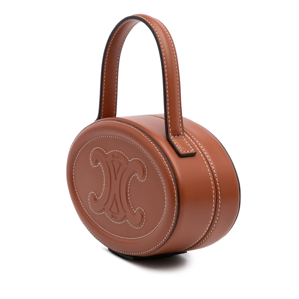 Celine Calfskin Cuir Triomphe Oval Handbag - 2