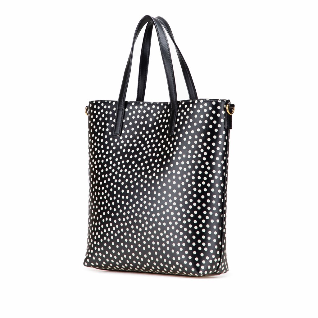 Saint Laurent Toy Calfskin Polka Dot North South Shopping Tote - Back view