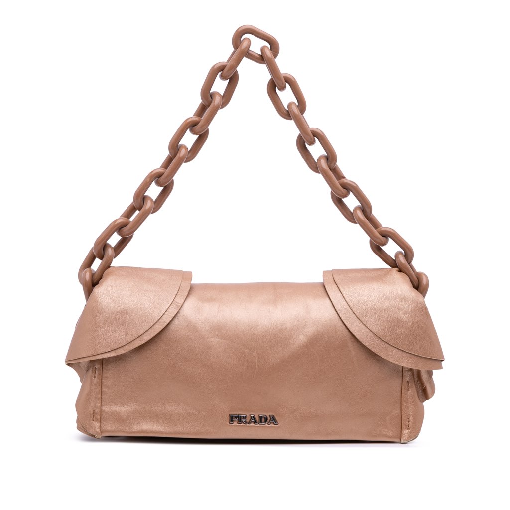Prada Nappa Ruffle Resin Chain Shoulder Bag