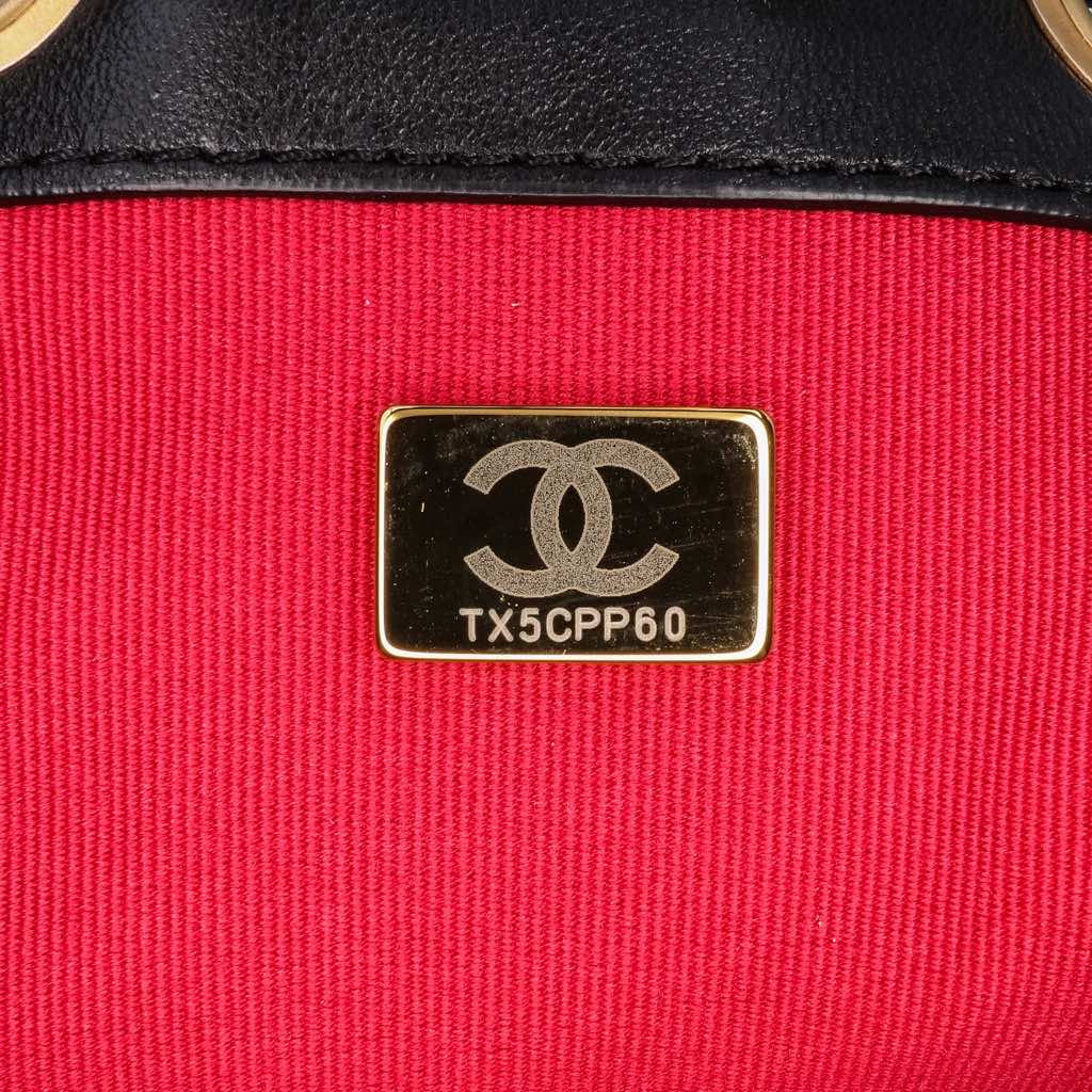 Chanel CC Quilted Lambskin Chain Drawstring Bucket Bag - Detail 1