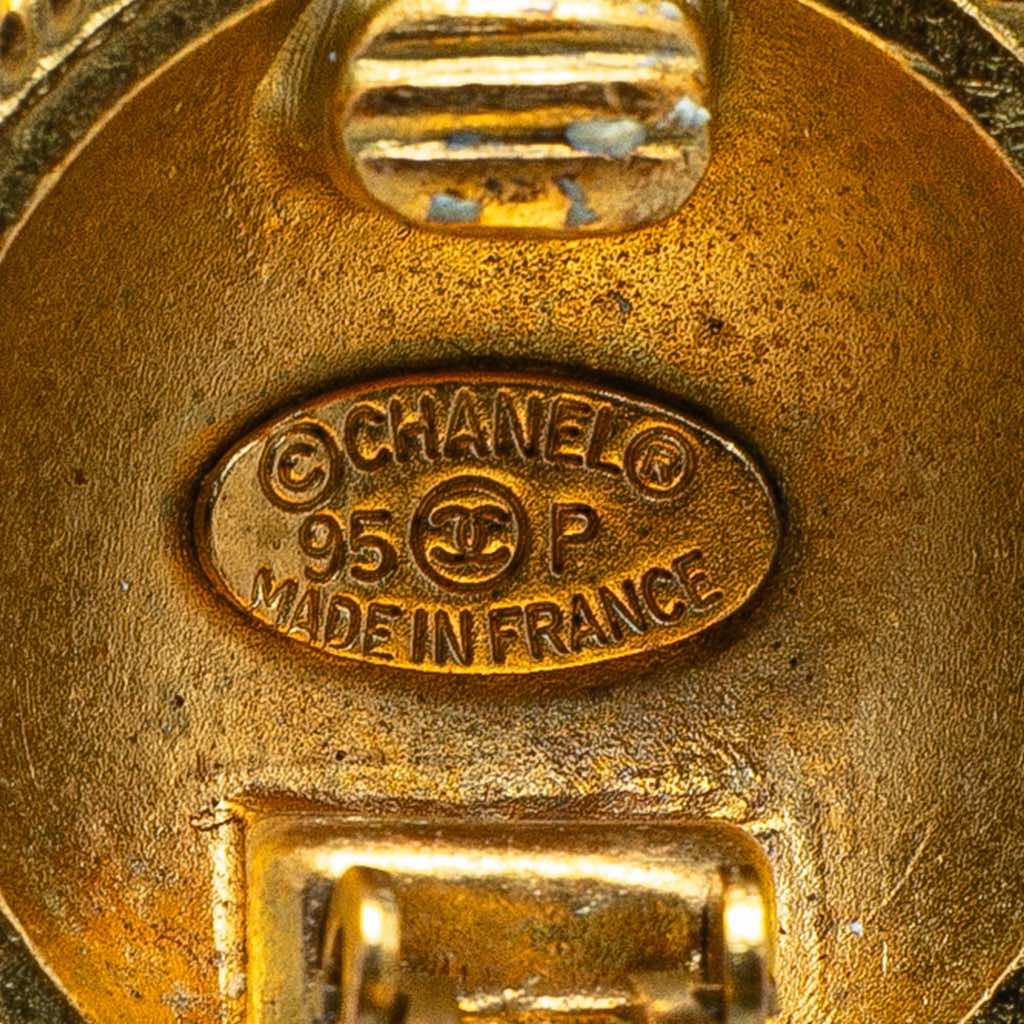 Chanel Gold Plated CC Round Clip on Earrings - Image 6