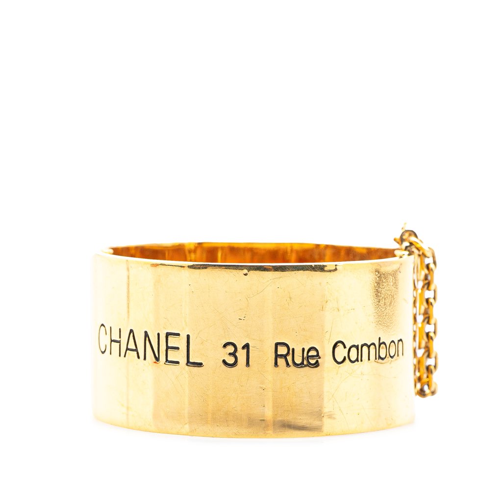 Chanel Gold Plated Rue Cambon Telephone Cuff - Back view
