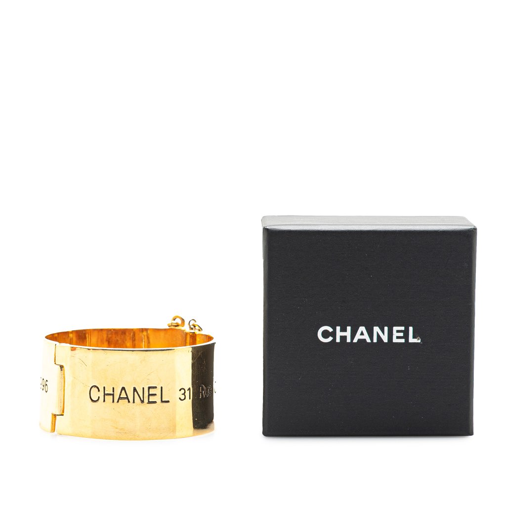 Chanel Gold Plated Rue Cambon Telephone Cuff - Side view