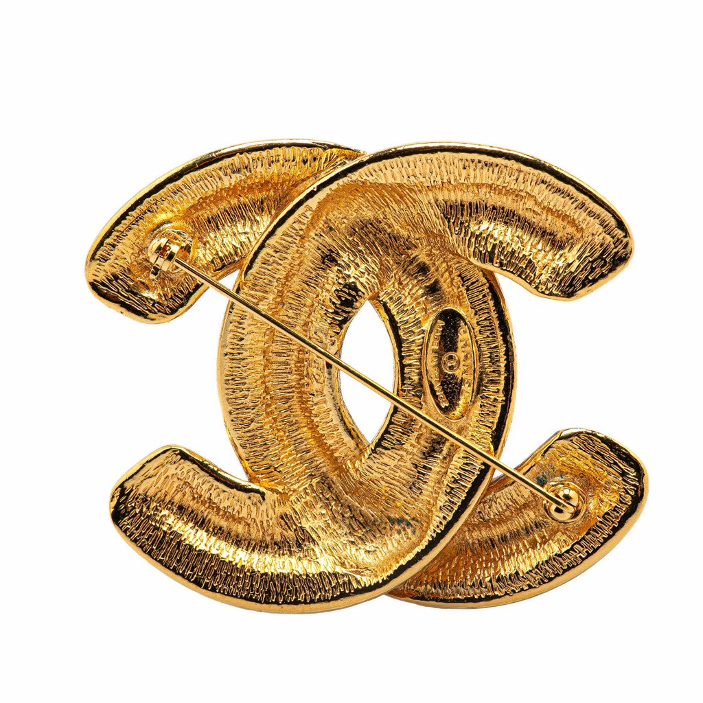 Chanel Gold Plated CC Quilted Brooch - Image 6