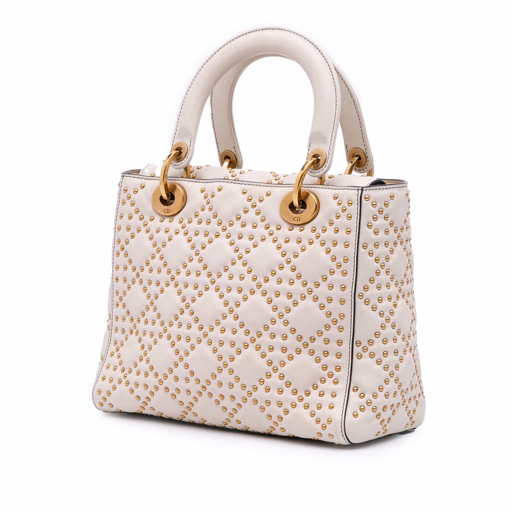 Dior Medium Lambskin Cannage Studded Supple Lady Dior - 2