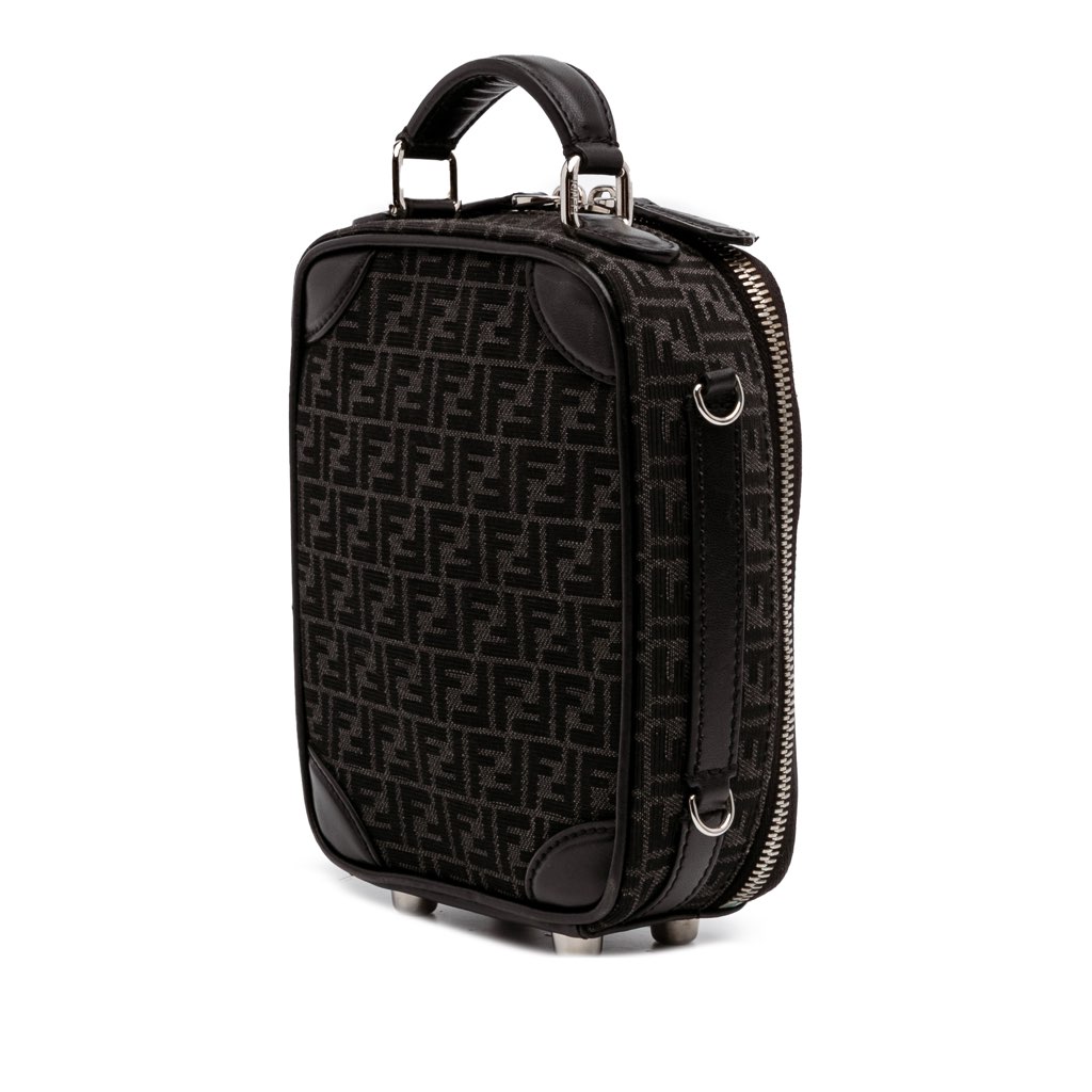 Fendi Mini Zucchino Recycled Jacquard Trolley Satchel - Back view