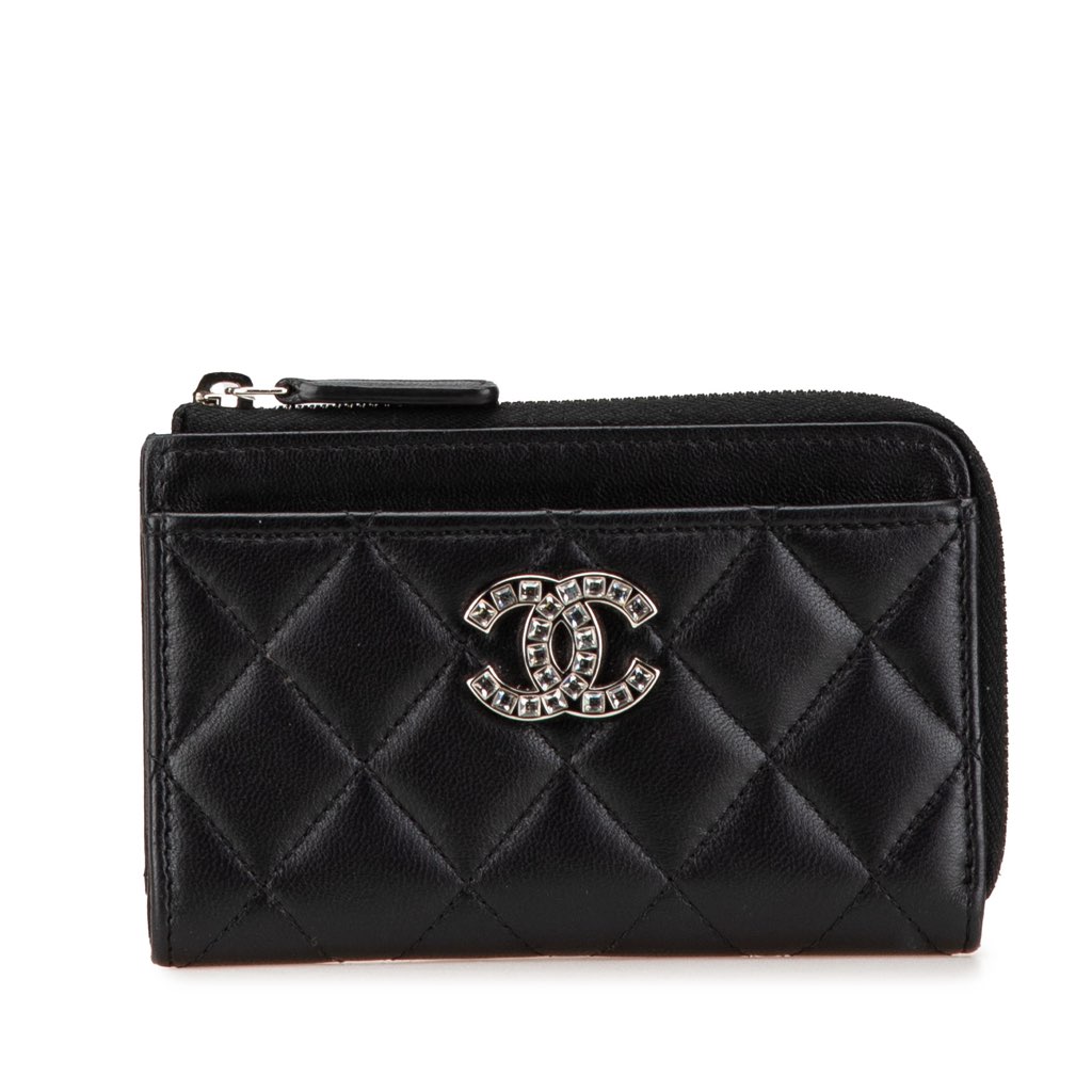 Chanel CC Quilted Lambskin Coin and Card Case