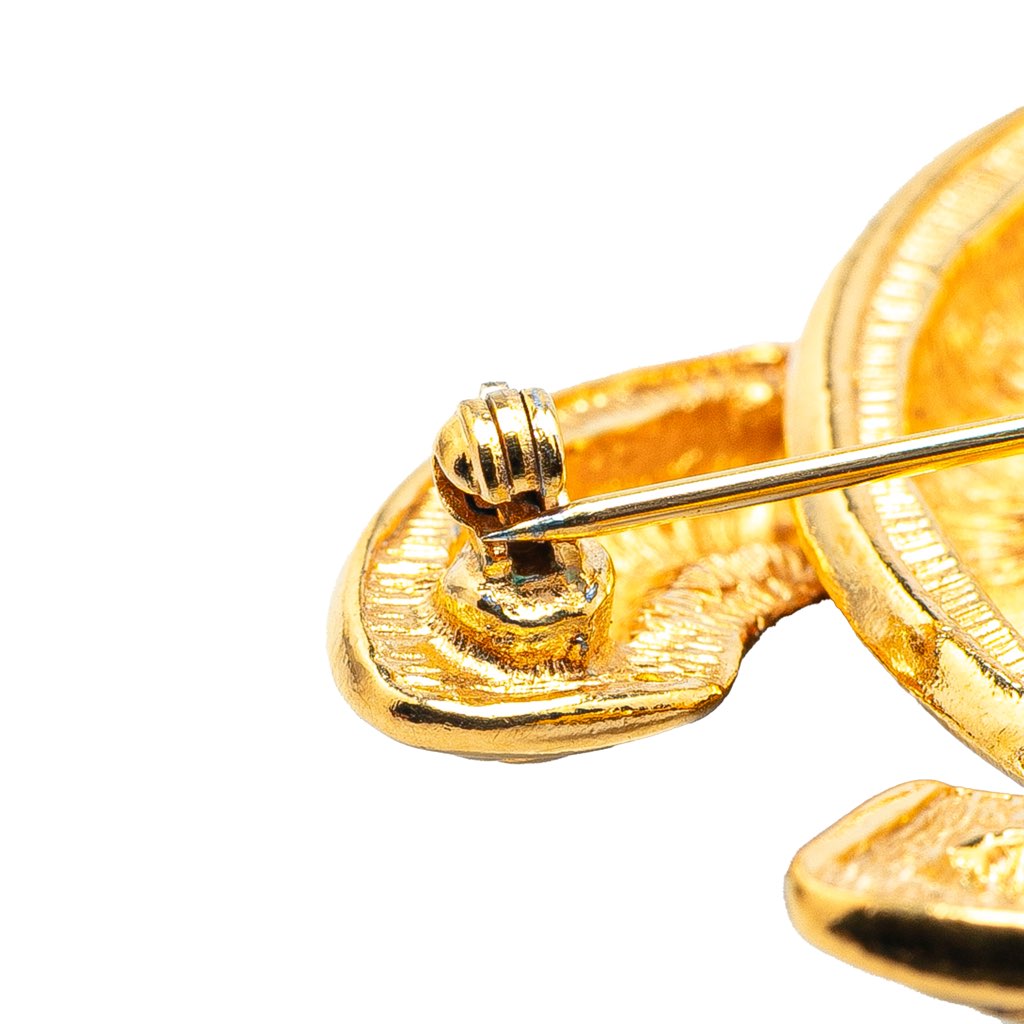 Chanel Gold Plated CC Quilted Brooch - 4