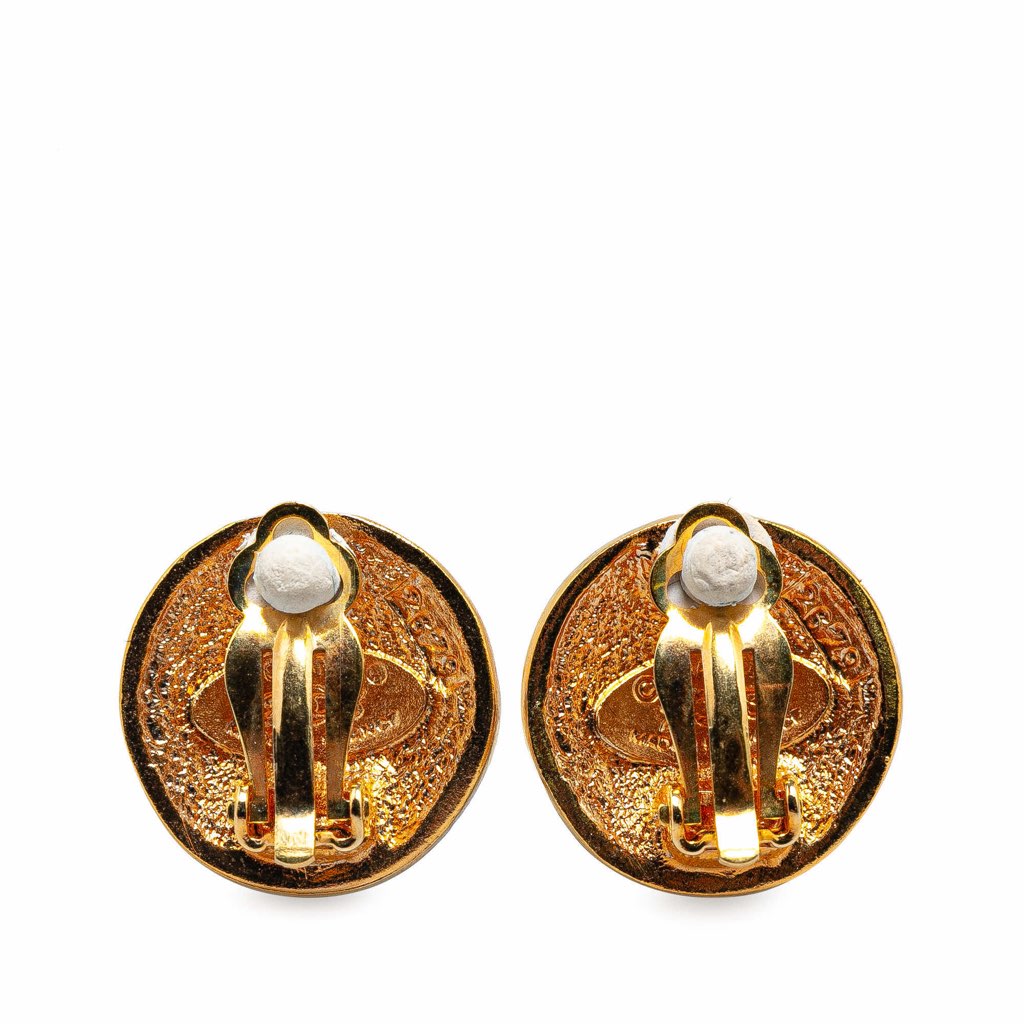 Chanel Gold Plated Logo Clip On Earrings - 2