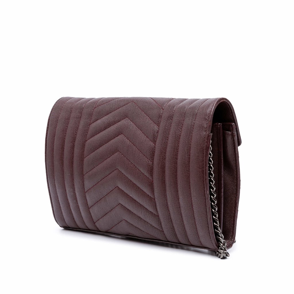 Saint Laurent Sheepskin Triquilt Monogram Envelope Wallet on Chain - 2