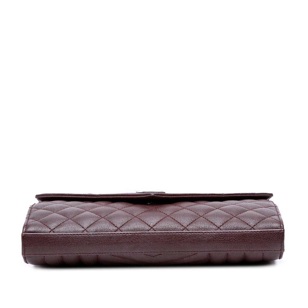 Saint Laurent Sheepskin Triquilt Monogram Envelope Wallet on Chain - 3