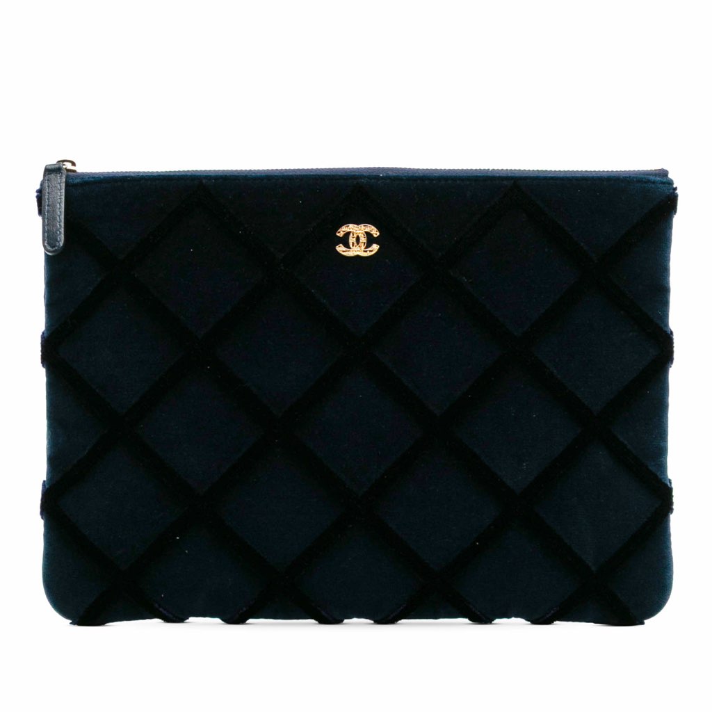 Chanel CC Medium Quilted Velvet Cosmetic Case