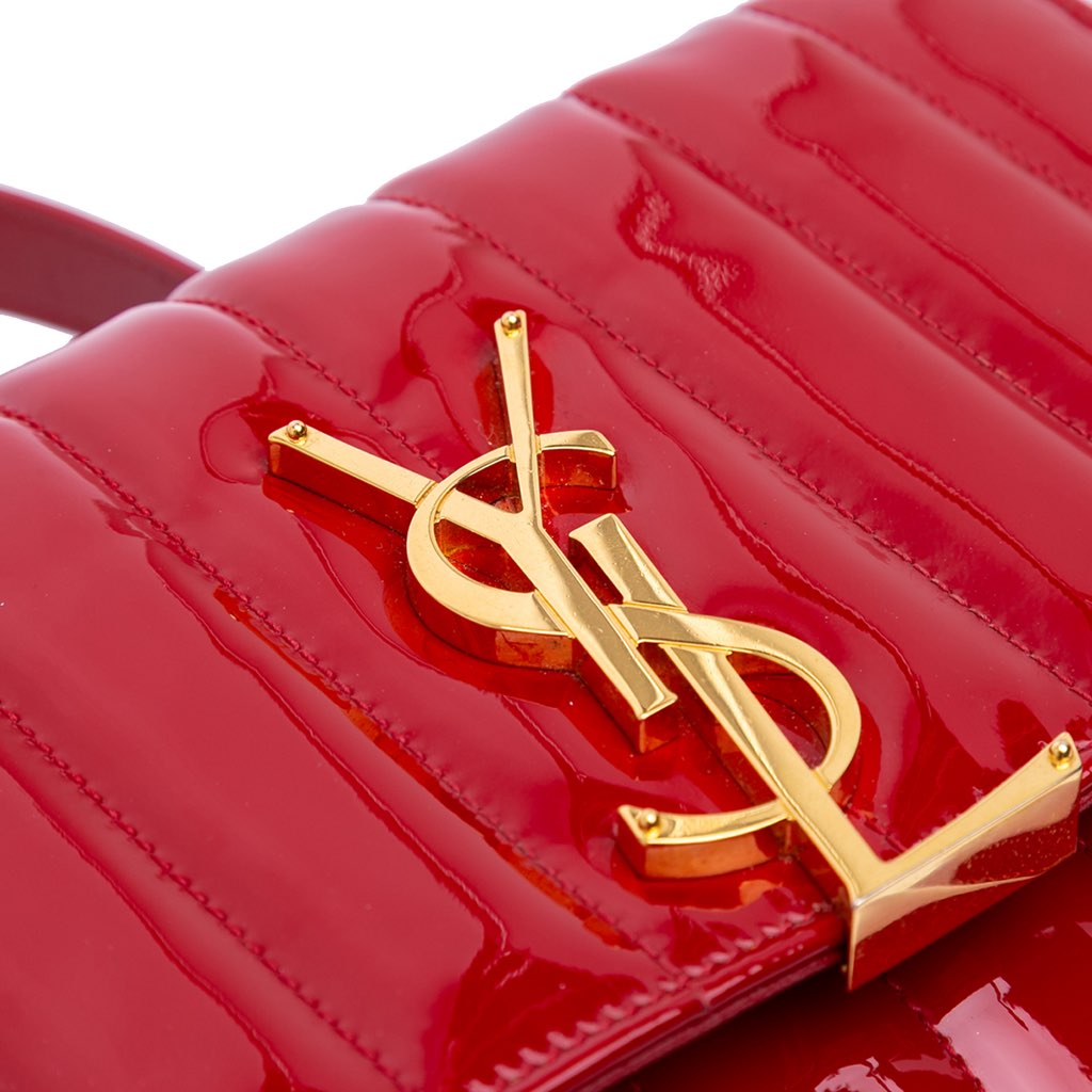 Saint Laurent Matelasse Patent Monogram Vicky Chain Wallet - Image 11