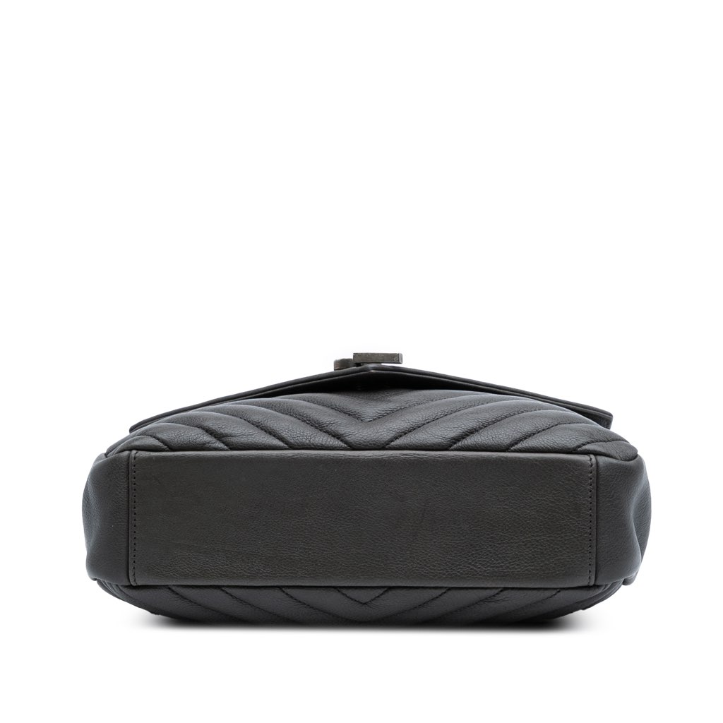 Saint Laurent Medium Quilted Chevron Sheepskin College Satchel - 3