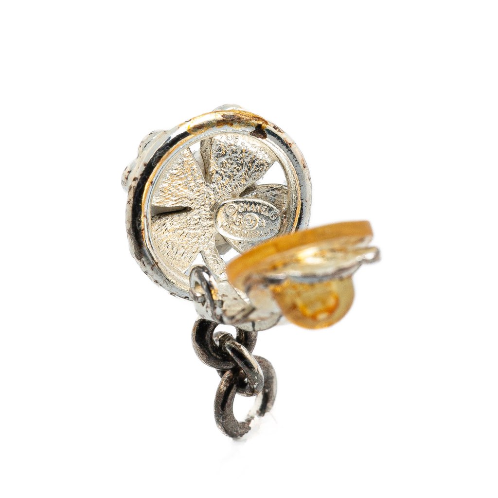 Chanel Silver Clover CC Drop Clip on Earrings - 3