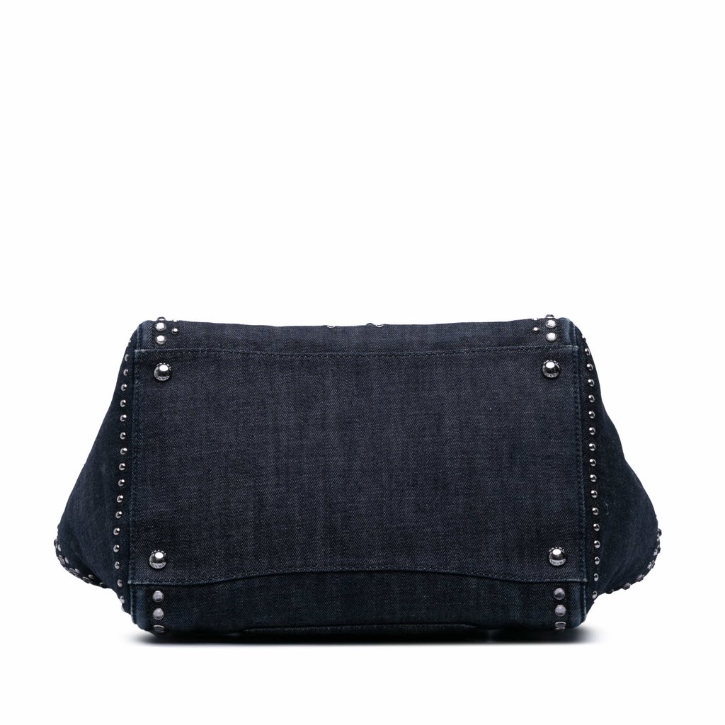 Prada Denim Canapa Bijoux and Grommet Twin Pocket Tote - 3