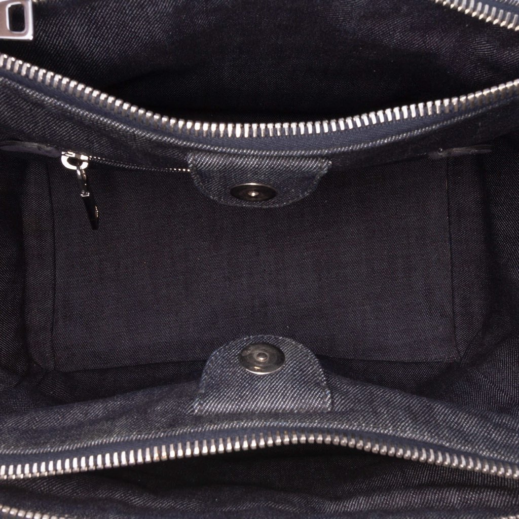 Prada Denim Canapa Bijoux and Grommet Twin Pocket Tote - 4