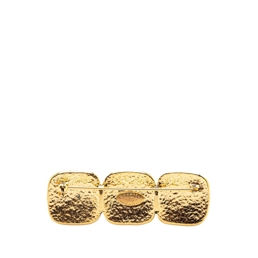 Chanel Gold Plated Triple CC Brooch - 2
