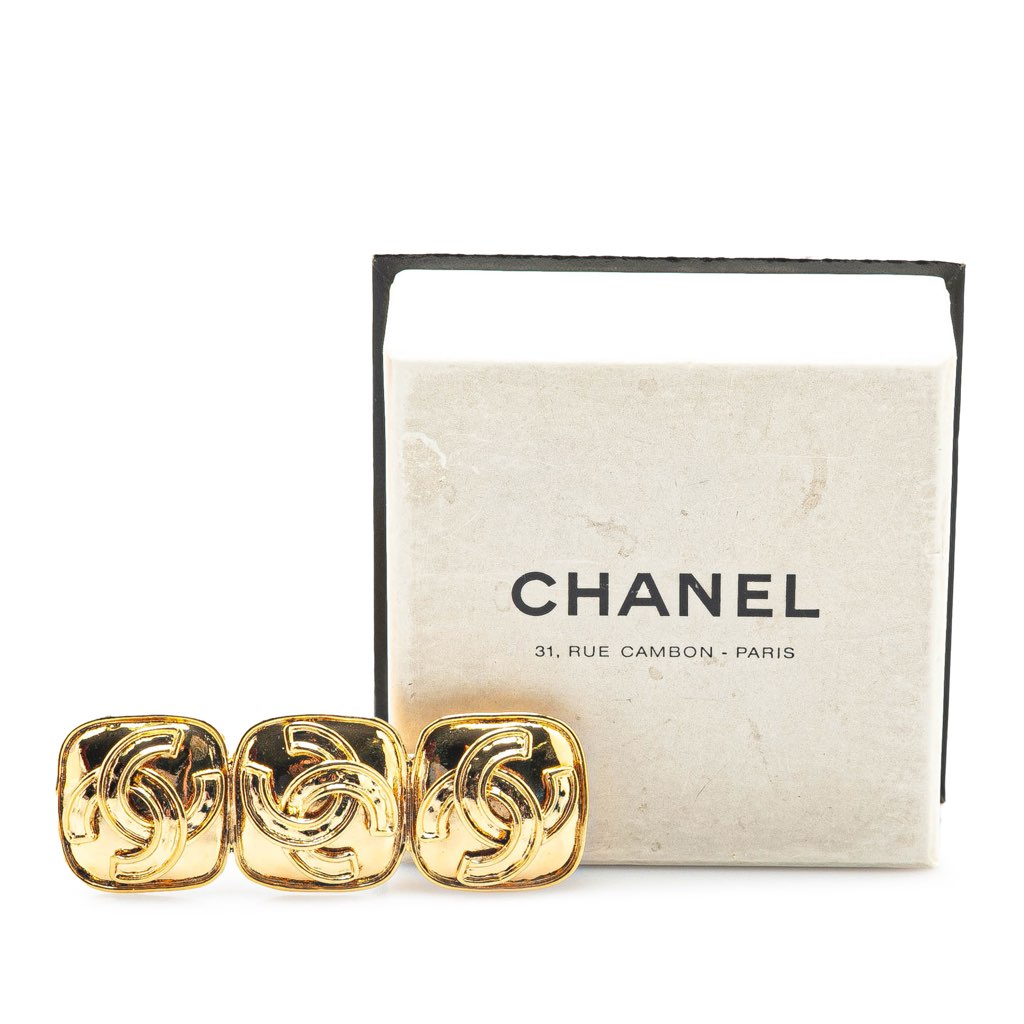 Chanel Gold Plated Triple CC Brooch - 5
