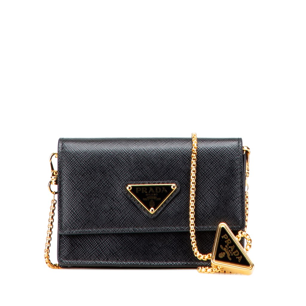 Prada Saffiano Card Holder On Chain