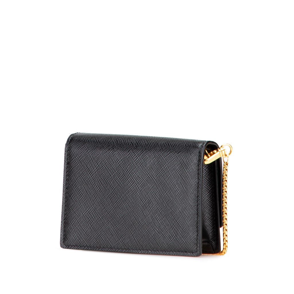 Prada Saffiano Card Holder On Chain - Back view