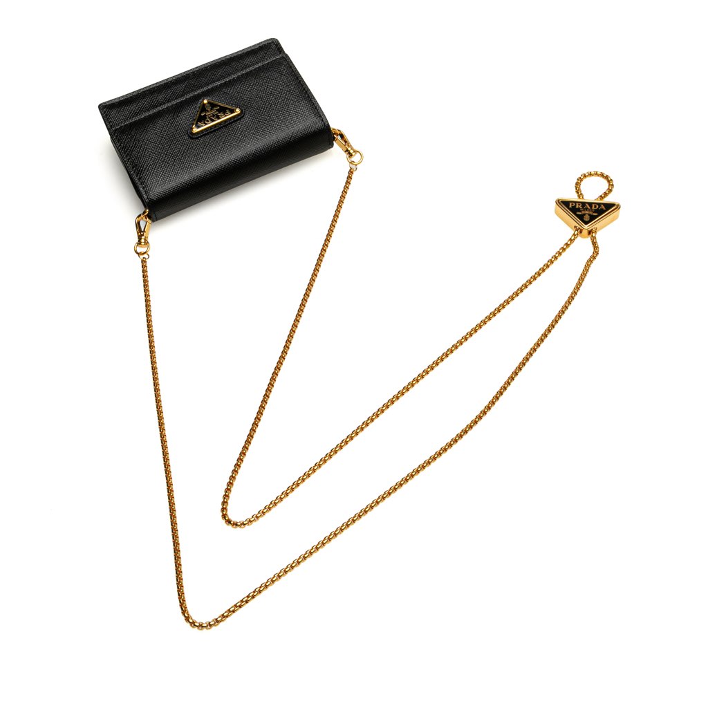 Prada Saffiano Card Holder On Chain - Image 14