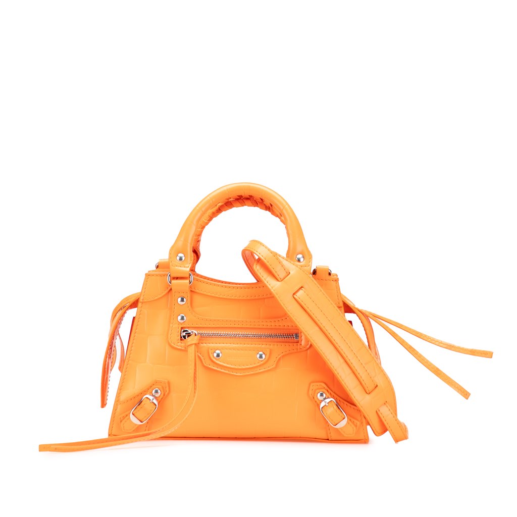 Balenciaga Mini Croc Embossed Calfskin Neo Classic City