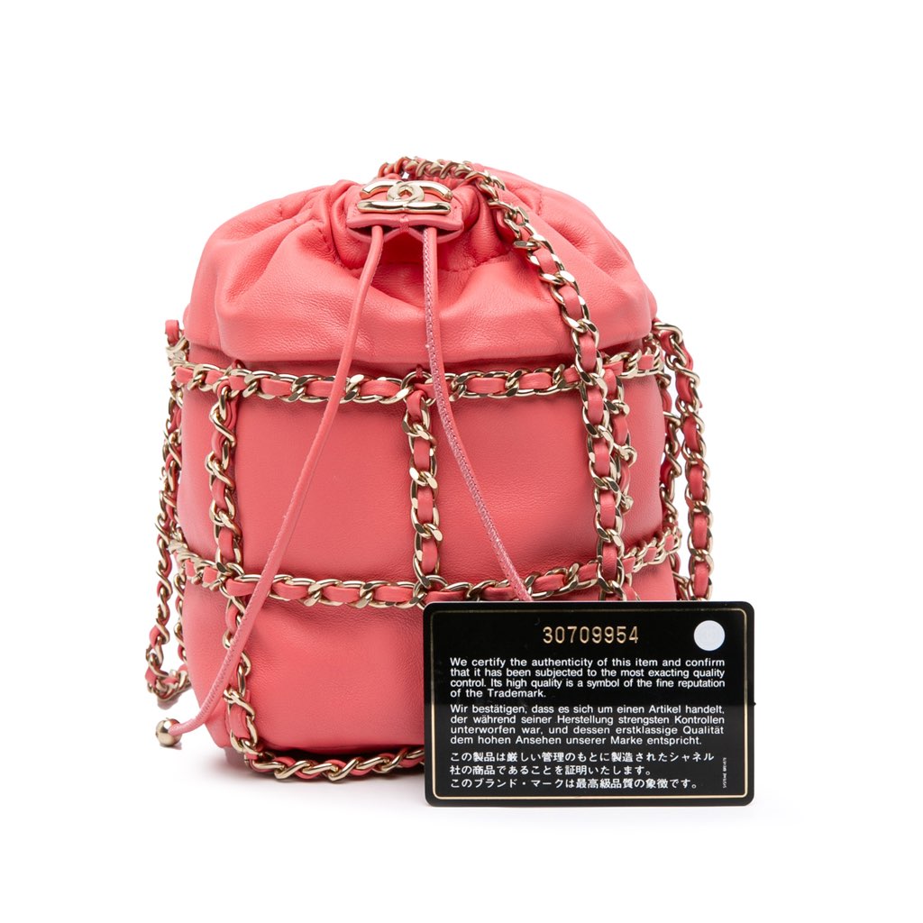 Chanel Lambskin CC Chain Frame Drawstring Bucket Bag - Image 10