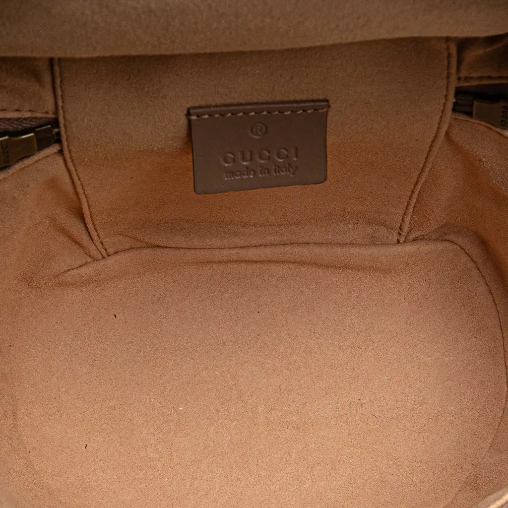 Gucci GG Marmont Round Matelasse Leather Backpack Pink Leather Good - Model View