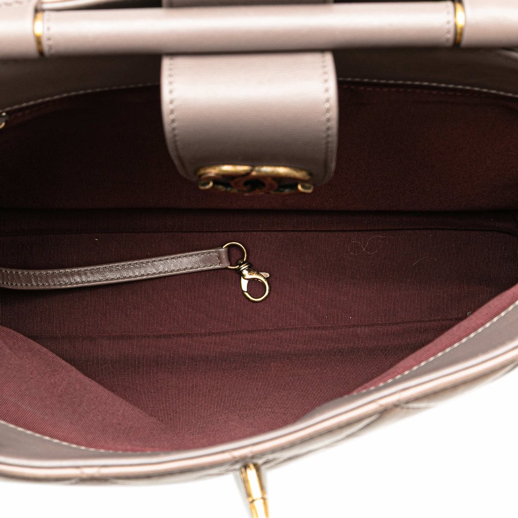 Chanel Quilted Glazed Calfskin Gold Bar Tote - 5