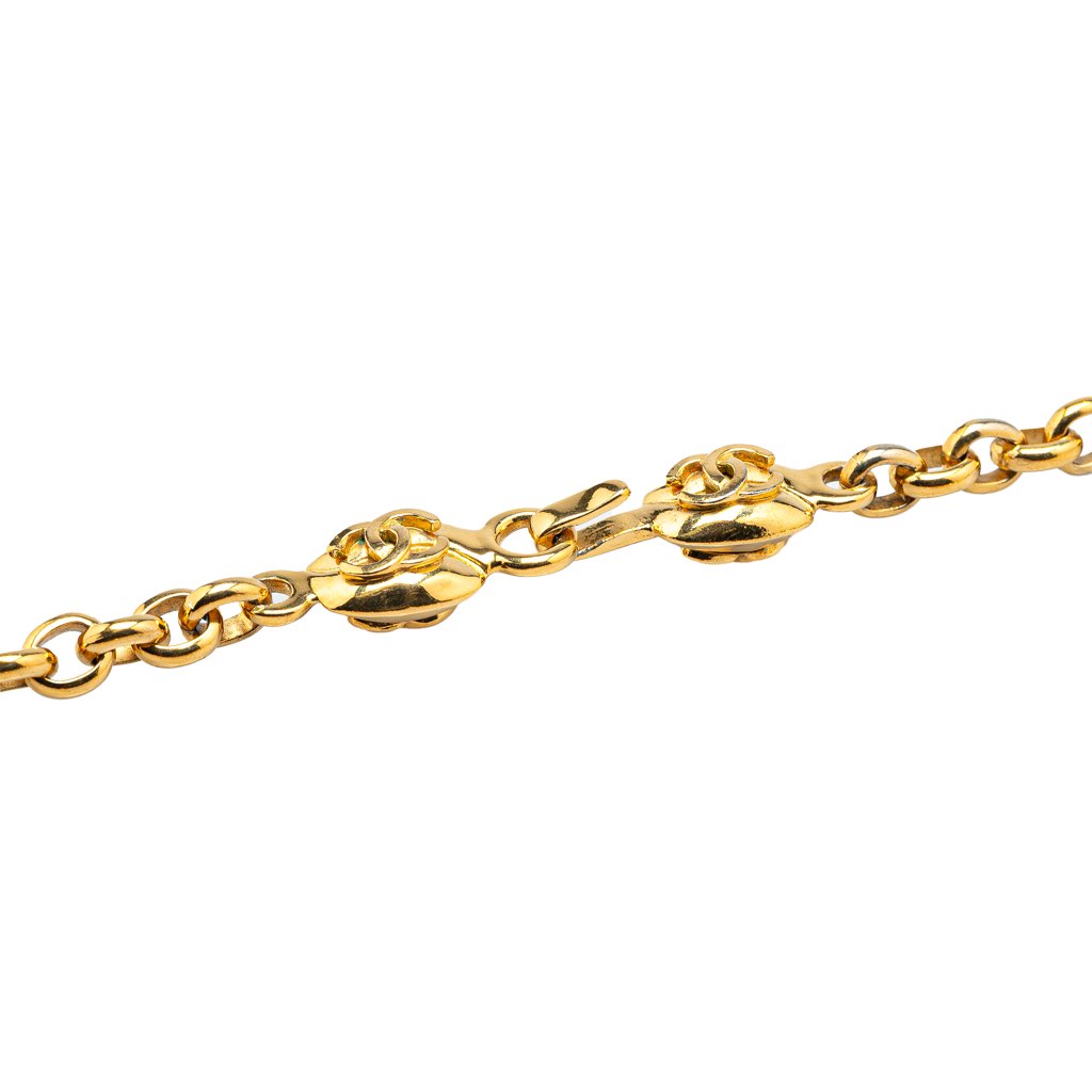 Chanel Gold Plated CC Round Pendant Necklace - 3