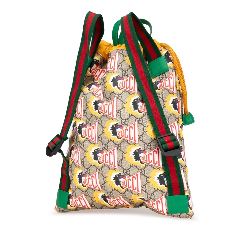 Gucci GG Supreme Baboon Children's Backpack Brown Canvas Good - Back View