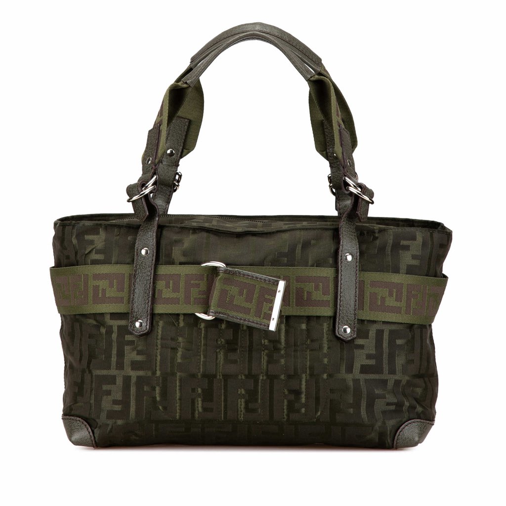 Fendi Medium Zucca Nylon Zip Code Handbag